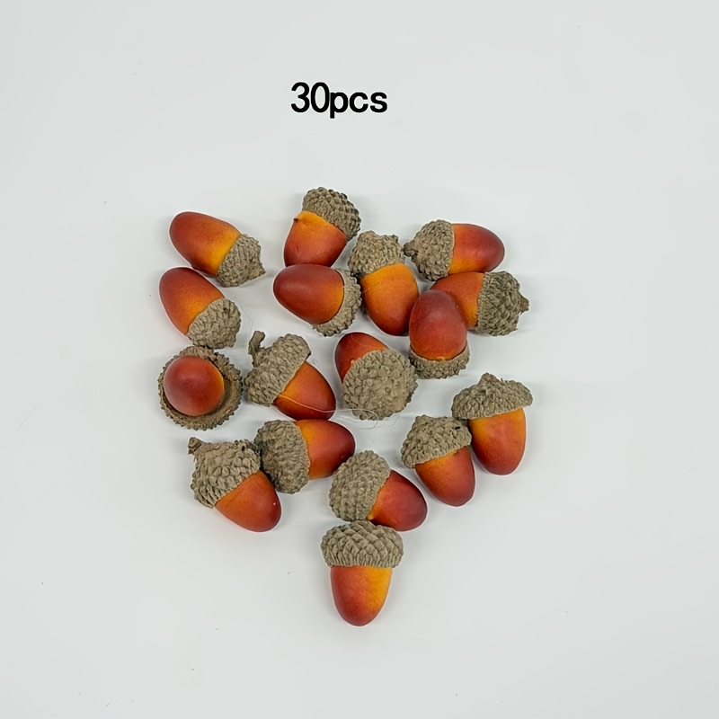 Image of 30pcs Artificial With Natural Cap Fake For Decoration Kitchen Decor Christmas Decoration Fall Table Crafting (brown Nut)