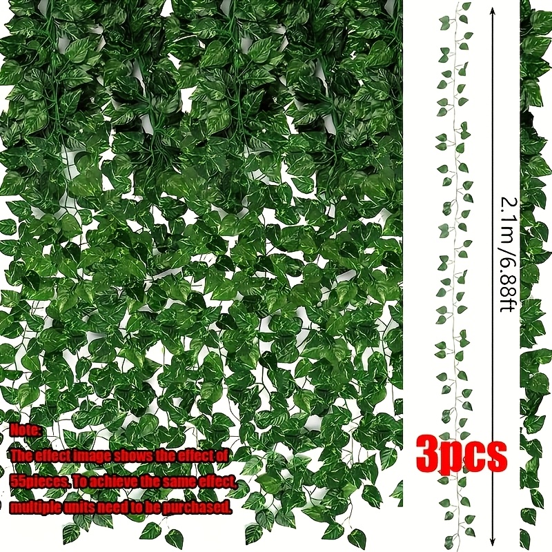 Image of 3 Pack Artificial Ivy Greenery Garland, Fake Vines Hanging Plants Backdrop For Room Bedroom Wall Decor, Green Leaves For Jungle Theme Christmas Party Wedding Decoration