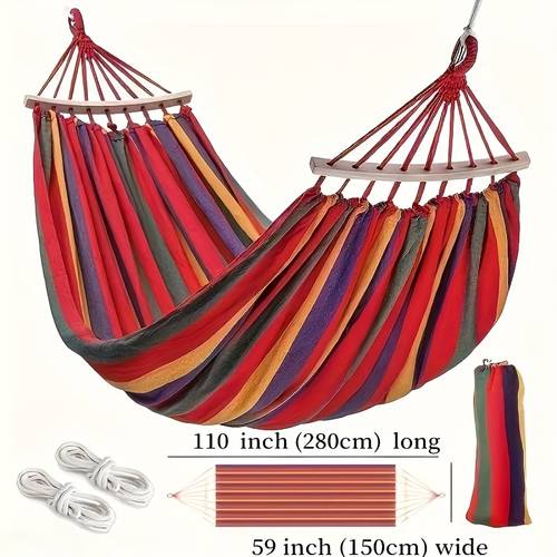 double canvas hammock for 2 people outdoor garden patio leisure hanging bed 500 lbs ultra light soft woven fabric