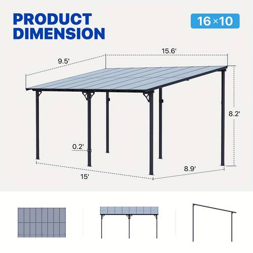 10x14 hard top gazebo pergola kit wall mounted aluminum alloy awning with canopy roof all weather outdoor cover for patio backyard deck 8x5ft 8x6ft 8x10ft 10x10ft 12x10ft 14x10ft 16x10ft 20x10ft multi size