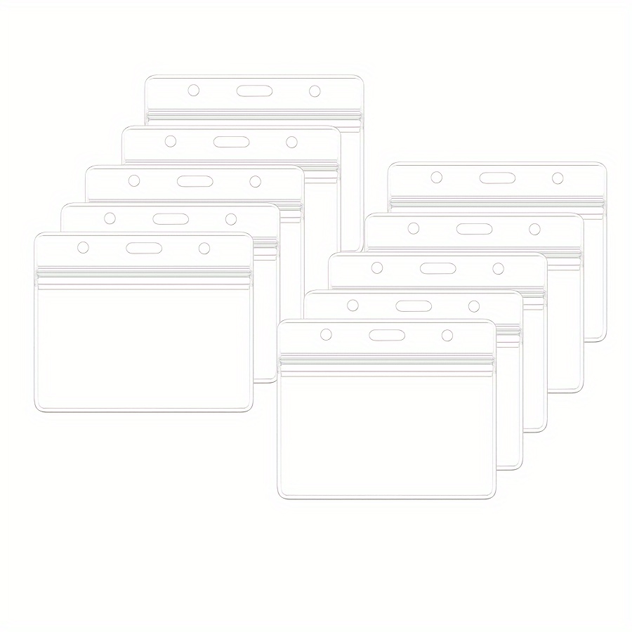 2d 10pack Horizontal Name Tag Holders And Metal Badge Clips With Vinyl Strap Pvc Id Card Holder