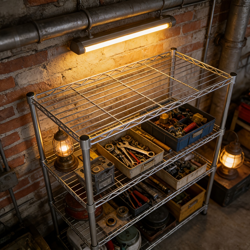 TEMU Heavy-duty Adjustable 4-tier Iron Shelving Unit Suitable For Kitchen, Pantry, Garage Storage - Freestanding Floor Shelf With , Floor-standing