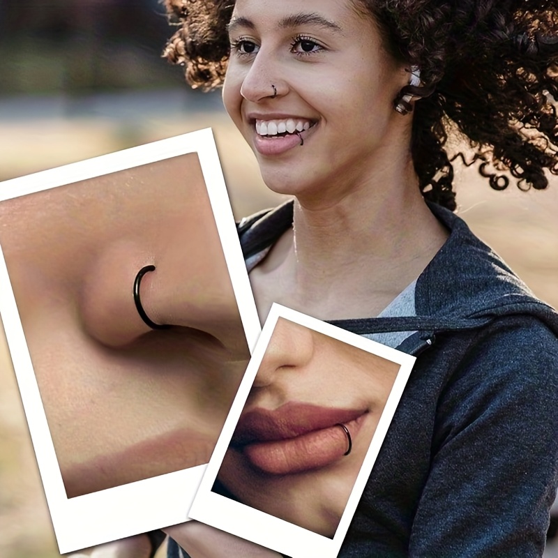 surgical stainless steel seamless cilcker hinged nose rings Temu