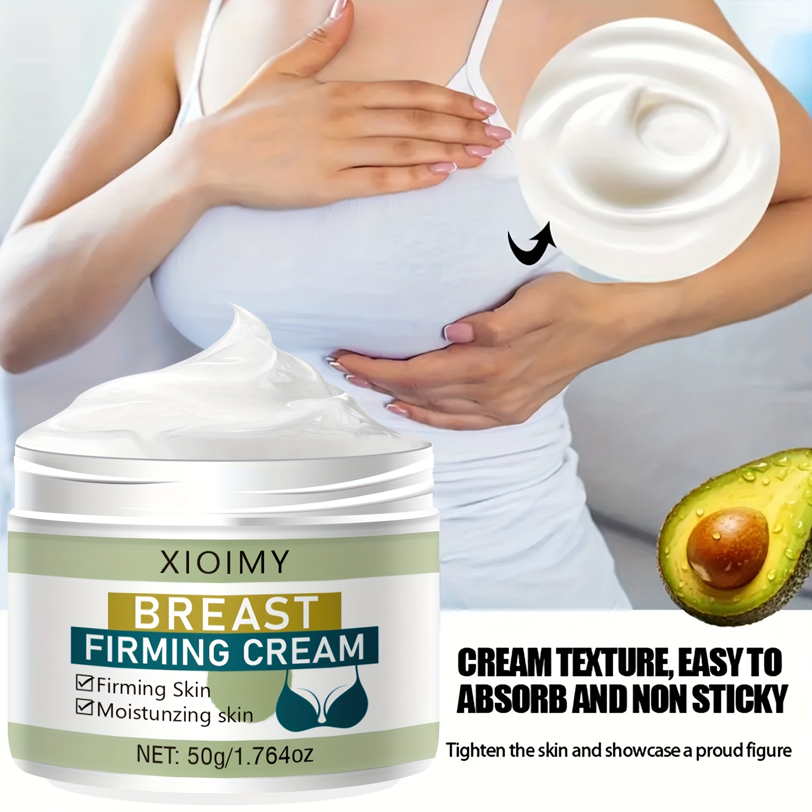 كريم شد الصدر للنساء من xioimy 50 جرام - تركيبة الكولاجين، حمض الهيالورونيك، فيتامين e ومستخلص البابايا - لون البيج  ، جل رفع وتثبيت الصدر لجميع أنواع البشرة، كريم مرطب ومشد للصدر تفاصيل المنتج 3