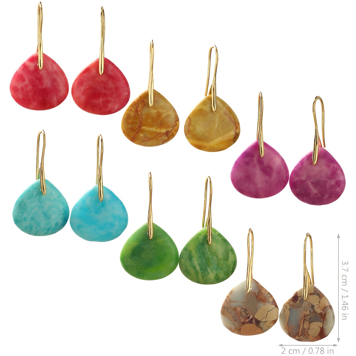 Spring Summer Colorful Stone Drop Earrings for Women