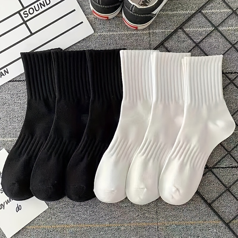 

6/10 Pairs Unisex Solid Socks, Simple & Breathable Athletic Socks, Women's Stockings & Hosiery For Fall & Winter