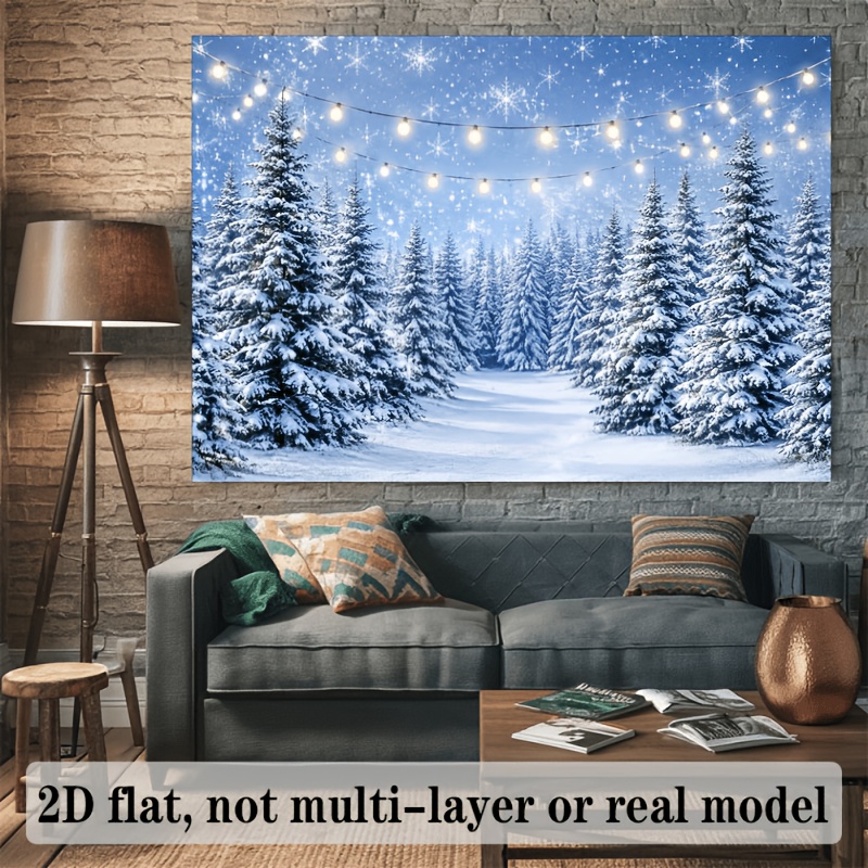 Winter Snowy Forest-Themed Backdrop Featuring Falling Snowflakes