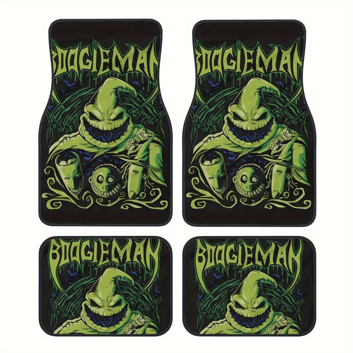 

4pcs Horror Movie Design Car Floor Mats - Fit, Non-slip Rubber Front & Rear, Waterproof & Easy To Clean Auto Interior Accessories