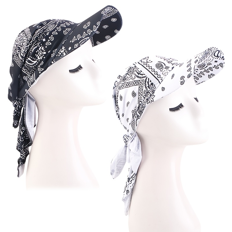 TEMU 2pcs Set Of Flower Hat Brim Headscarf Hat, Outdoor Sunshade Hat, Baseball Cap Square Scarf Sun Hat