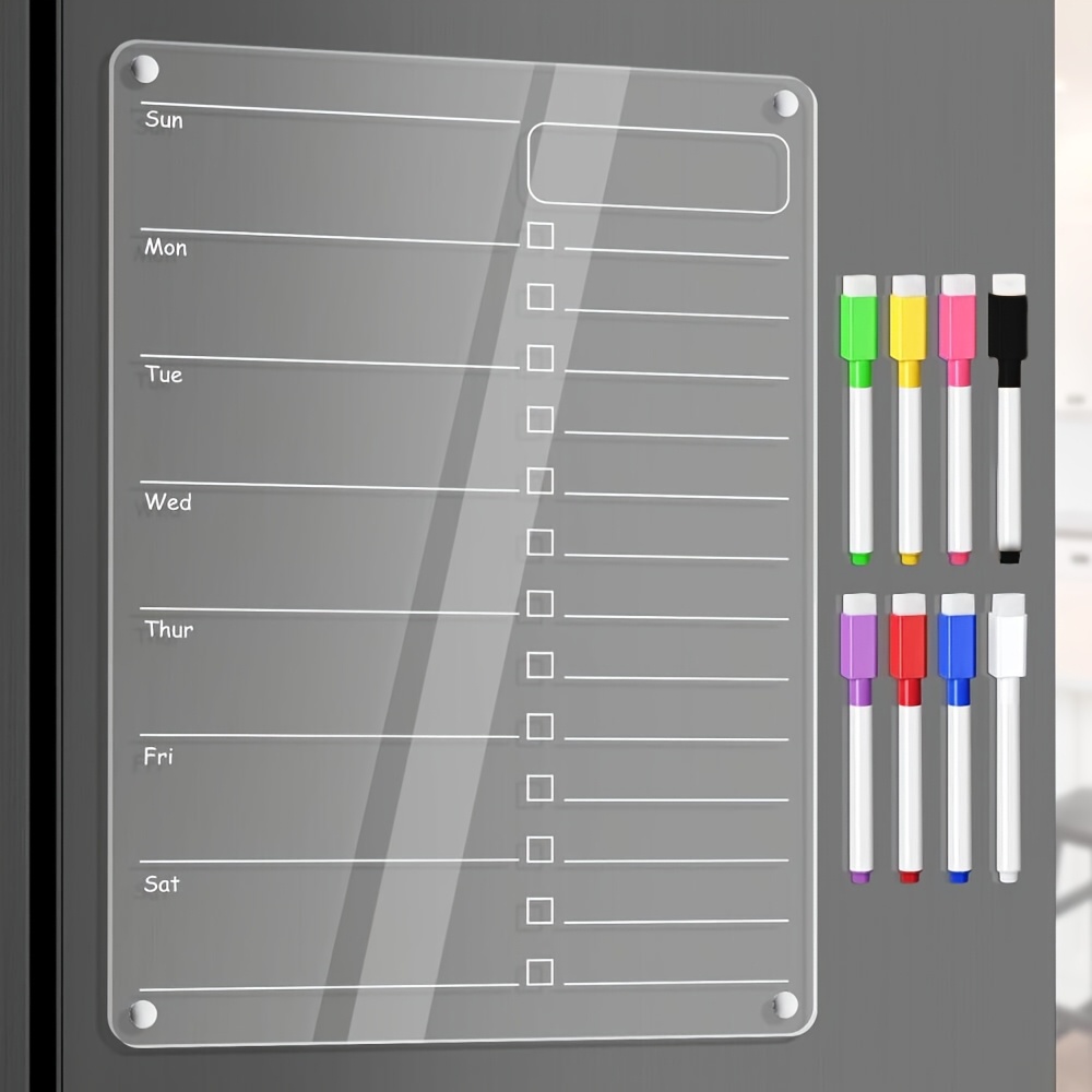 Acryl Magisch Whiteboard Voor Koelkast – 20x30cm, Met 3 Stiften, Magnetisch, Uitwisbaar, Voor Boodschappenlijstjes En Planning