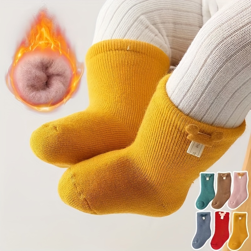 

5 paires de chaussettes bébé en chaude - Chaussettes épaisses en le sol, chaussettes élastiques douces et confortables, bonneterie bébé .