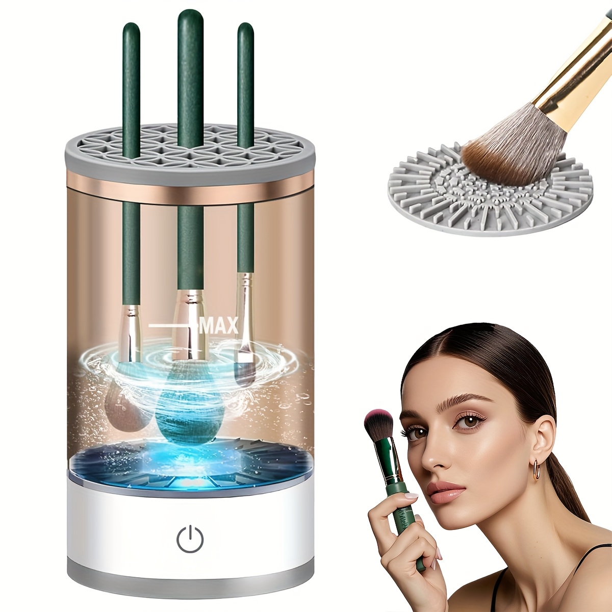 360° Kutija za čišćenje alata za ljepotu - Jednostavno upravljanje, niska buka i energetski učinkovita tehnologija zvučnih valova/ultrazvučni uklanjač mrlja za kistove za šminku, beauty jaja, spužve - Perilica (bez / lako čišćenje)