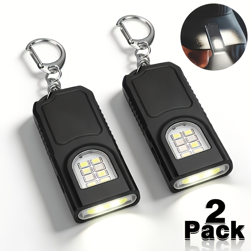 TEMU 2 Portable Usb-rechargeable Flashlights | Mini Keychain Light, Headlamp, 5 Light Modes, Multi-functional Emergency Lantern, Hanging Tent Light-