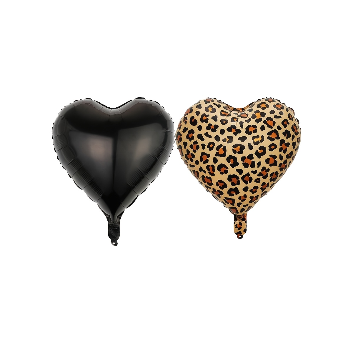 Image of Leopard Print And Solid Black Heart Foil Balloons, Wild Cowgirl Party Decorations, Retro Animal Print Heart Mylar Balloon For Birthday Bachelorette Bridal Shower Photo Backdrop
