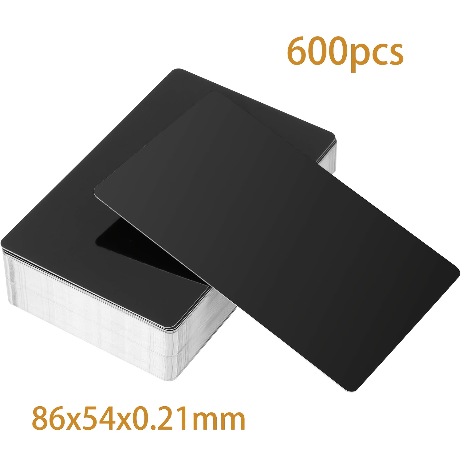 Image of Dofiki 600/900pcs Glossy Aluminum Business Cards (86x54x0.21mm), Black Blank Aluminum Business Cards, Ideal For Laser Engraving Machine Materials, Business, Marketing, Business Cards, Holiday Gifts
