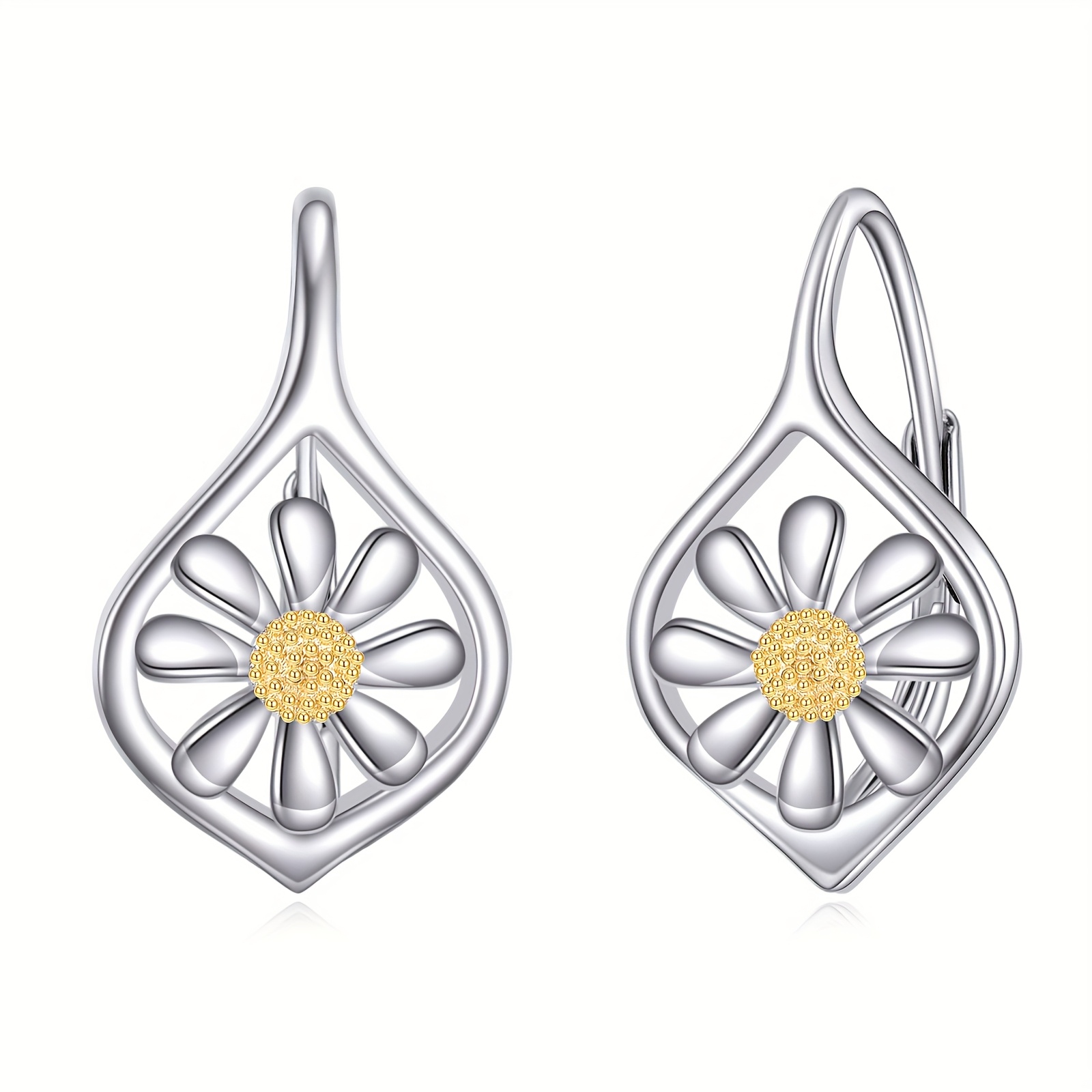 daisy earrings for women sterling silver daisy dangle drop earrings dainty flower leverback jewelry for women Product details 4