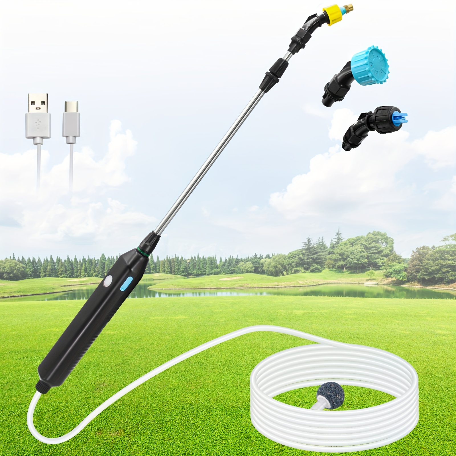 

Sideking Battery Powered Sprayer Wand, 23.6" Telescopic Wand With 10ft Hose For Garden Spraying (3 Nozzles)
