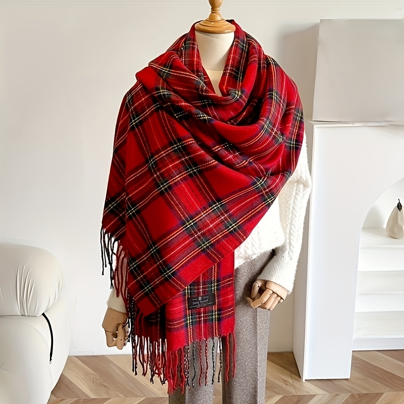 Scarf Women's Autumn And Winter Versatile Red Birthday Gift Neck Scarf Shawl Tassel College Style