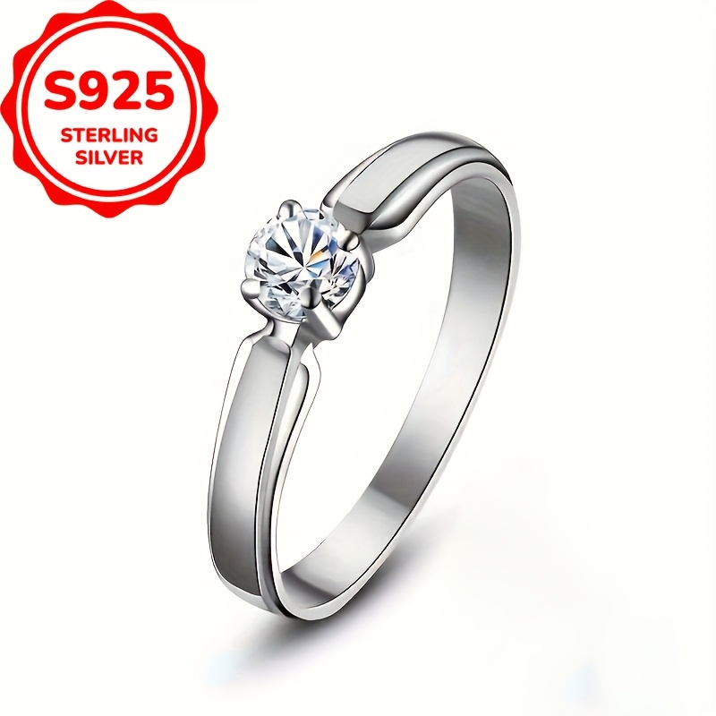 

Sterling Silver S925 Elegant For Women, Silver Plated With Synthetic Cubic Zirconia, & Wedding, Unique Luxurious Gift For Valentine's Day, 2g