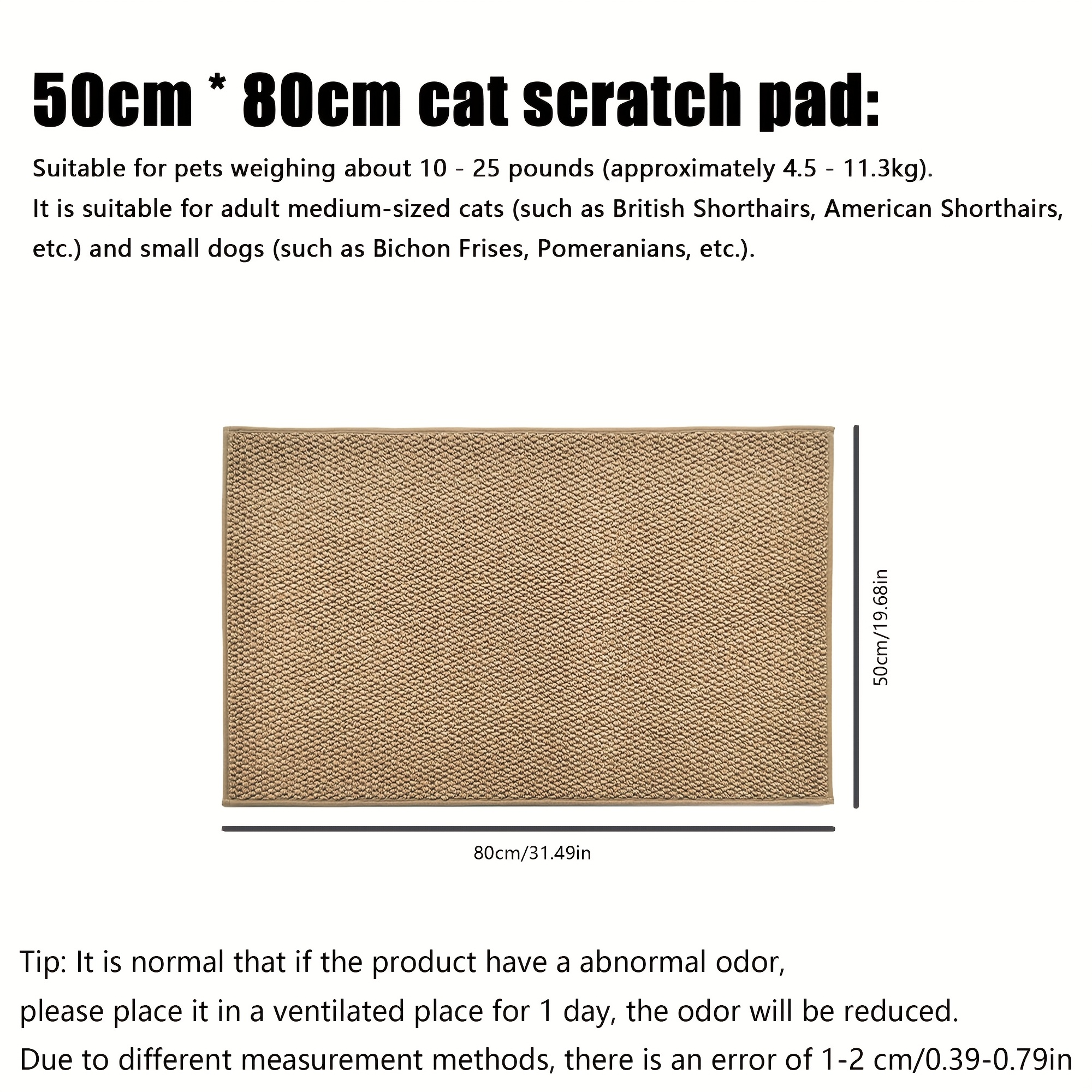 TEMU 1pc Alfombra rascadora para gatos de de sisal, lavable, para muebles, protección antiarañazos, tapete para gatos, tapete para comida