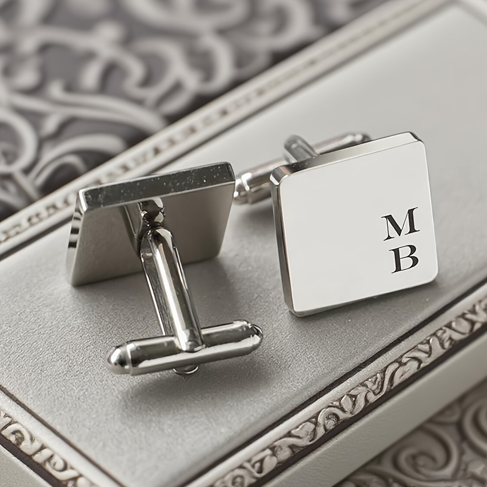 TEMU Custom Laser-engraved Square Cufflinks, Groomsmen Cufflinks, Gifts For Groomsmen, Personalized Cufflinks For Men, Wedding Gifts, Everyday Suit
