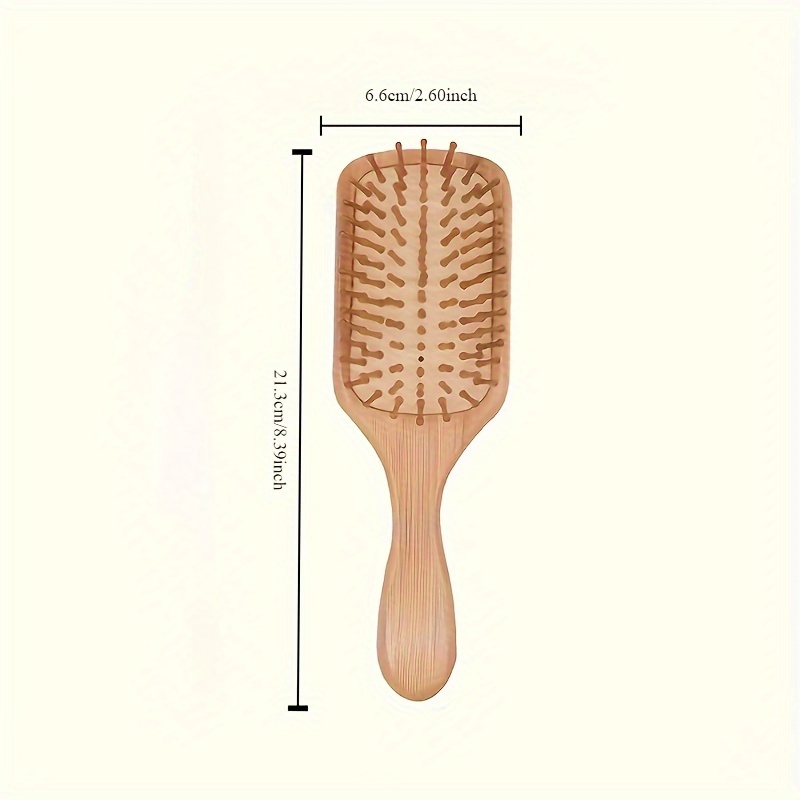 Image of 1pc Healthy Hair Brush - Professional Wooden Comb For Massage And Scalp Care - Bamboo Hair Brush