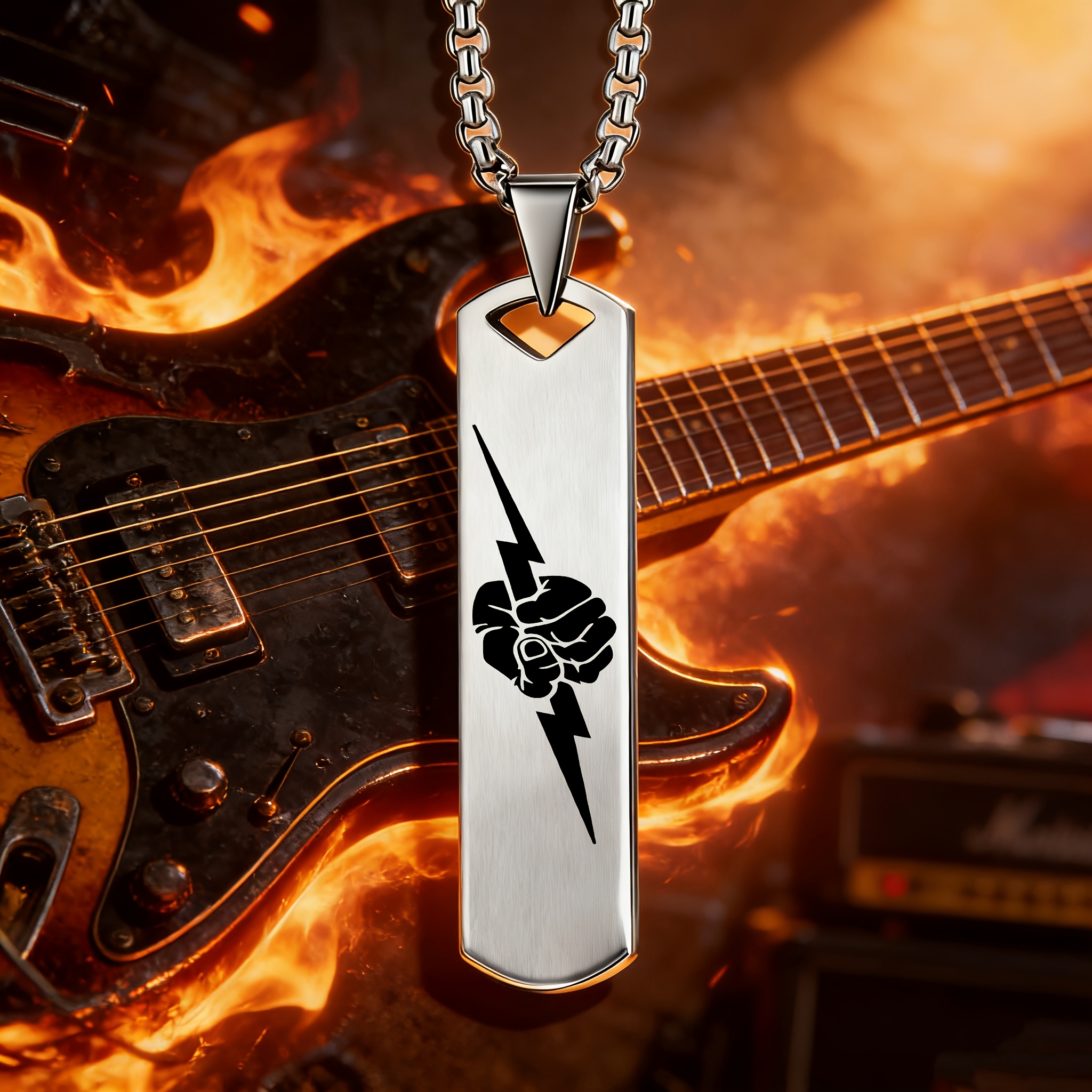 Lightning Fist Pendant Necklace, Unisex Edgy Accessory