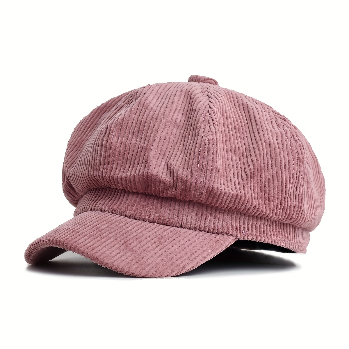 TEMU Corduroy Newsboy Cap For Female Coffee Vintage Hat For Women Autumn Winter Brand Ladies Painter Octagonal Cap