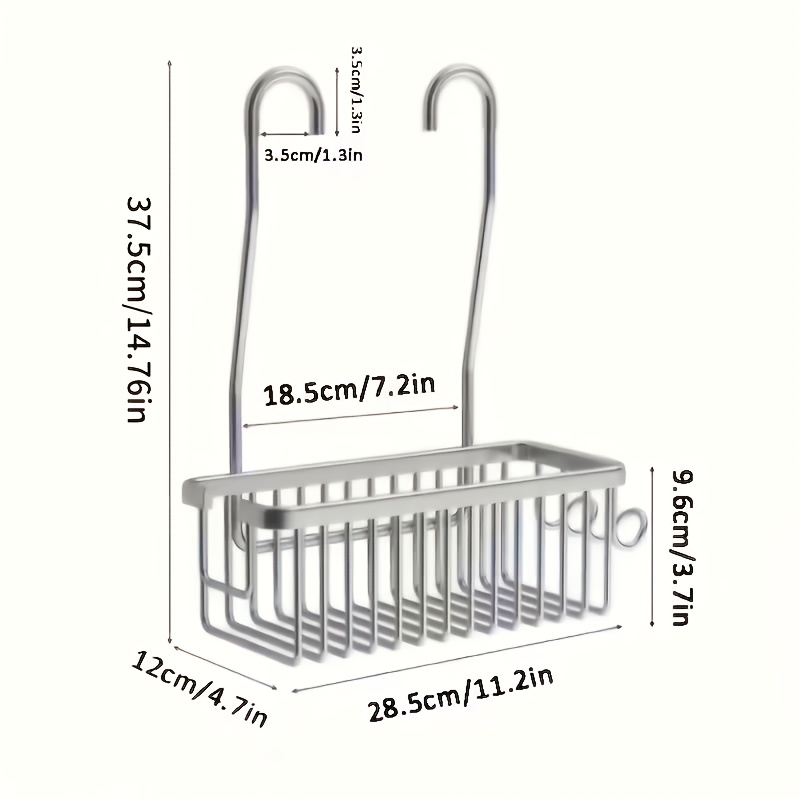 Image of 1pc Wall Mounted Caddy, Lightweight Hanging Basket Storage Rack For Shampoo & Bathroom Essentials, Durable Bathroom Organiser Shelf For Shower Area