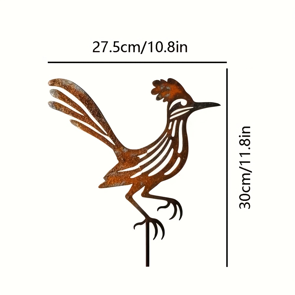 TEMU 2d Flat, 2d Flat Natural Rust 1pc Rustic Rusty Metal Bird Garden Ground Insert - Ideal For Outdoor Decoration In Patios, Backyards, And , Great