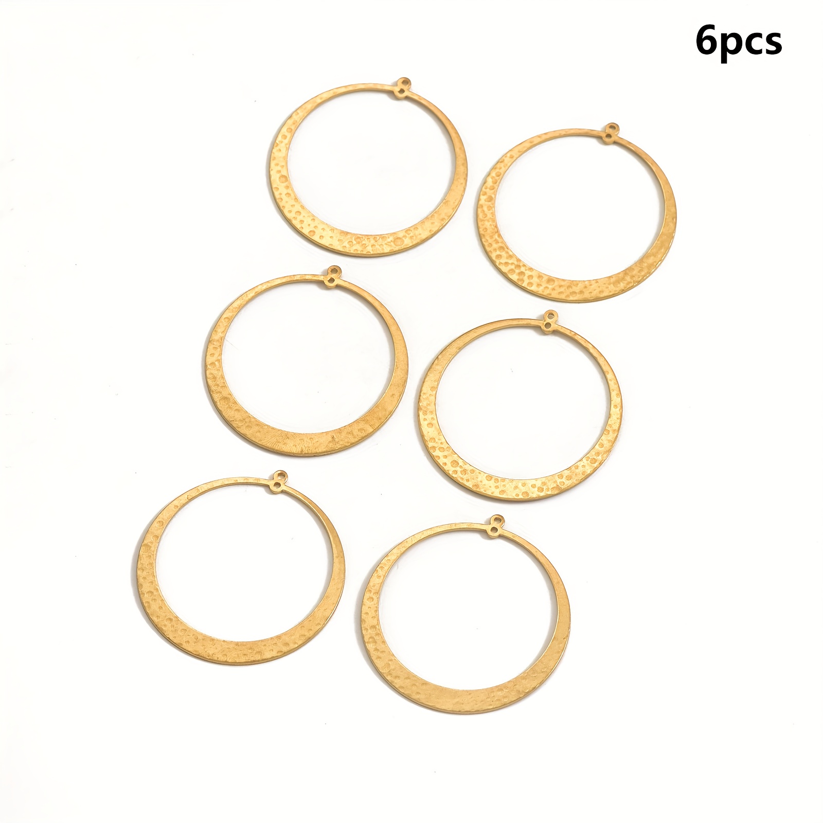 6pcs Original Brass Trendy Embossed Jewelry Making Accessories Creative Charm Round Hoop Large Circle Pendants