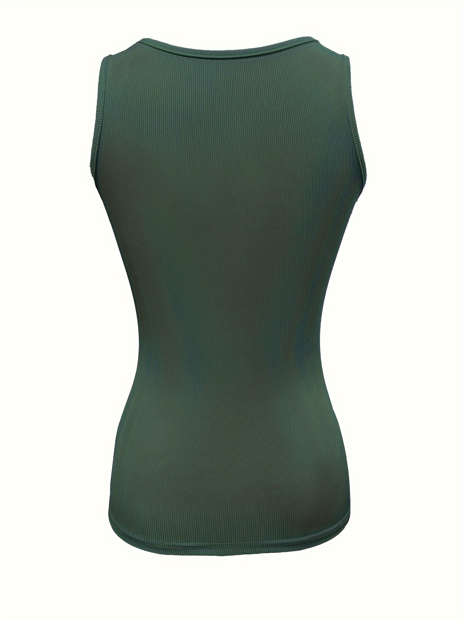 Solid Button Front Crew Neck Tank Top, Casual Sleeveless Top For Summer, Women's Clothing