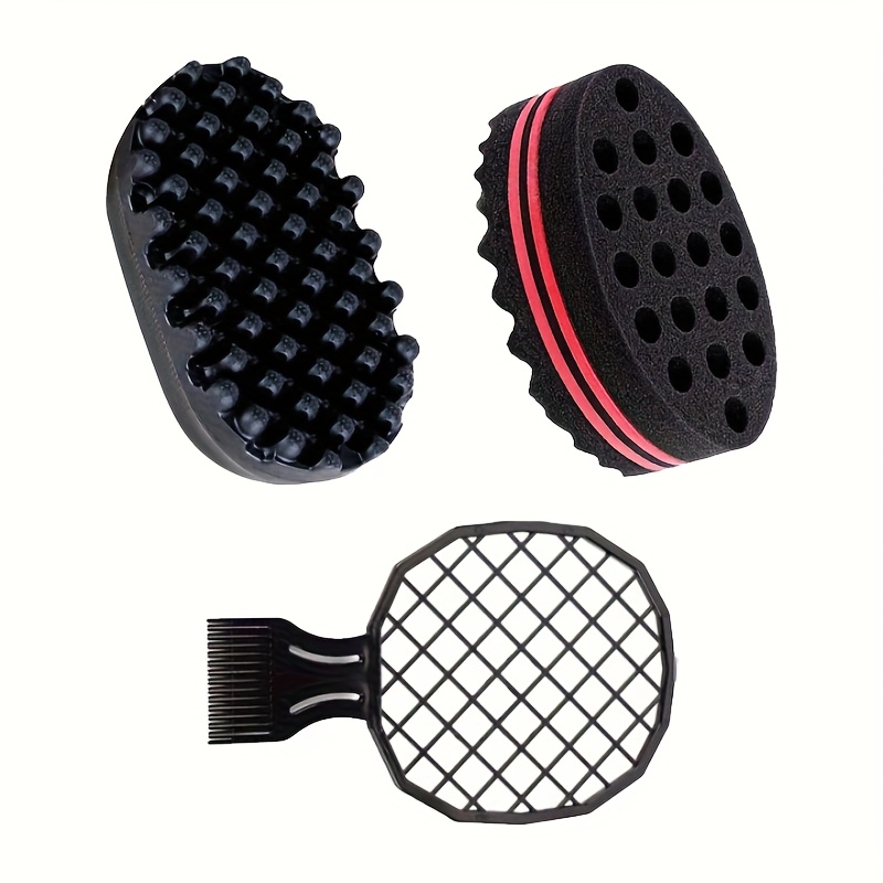 E-shop WANMEI 3-teiliges Haarstyling-Set – Langlebige Lockenbürste rutschfester Gitterkamm, Schwammreinigungsbürste, ideal für entspanntes
