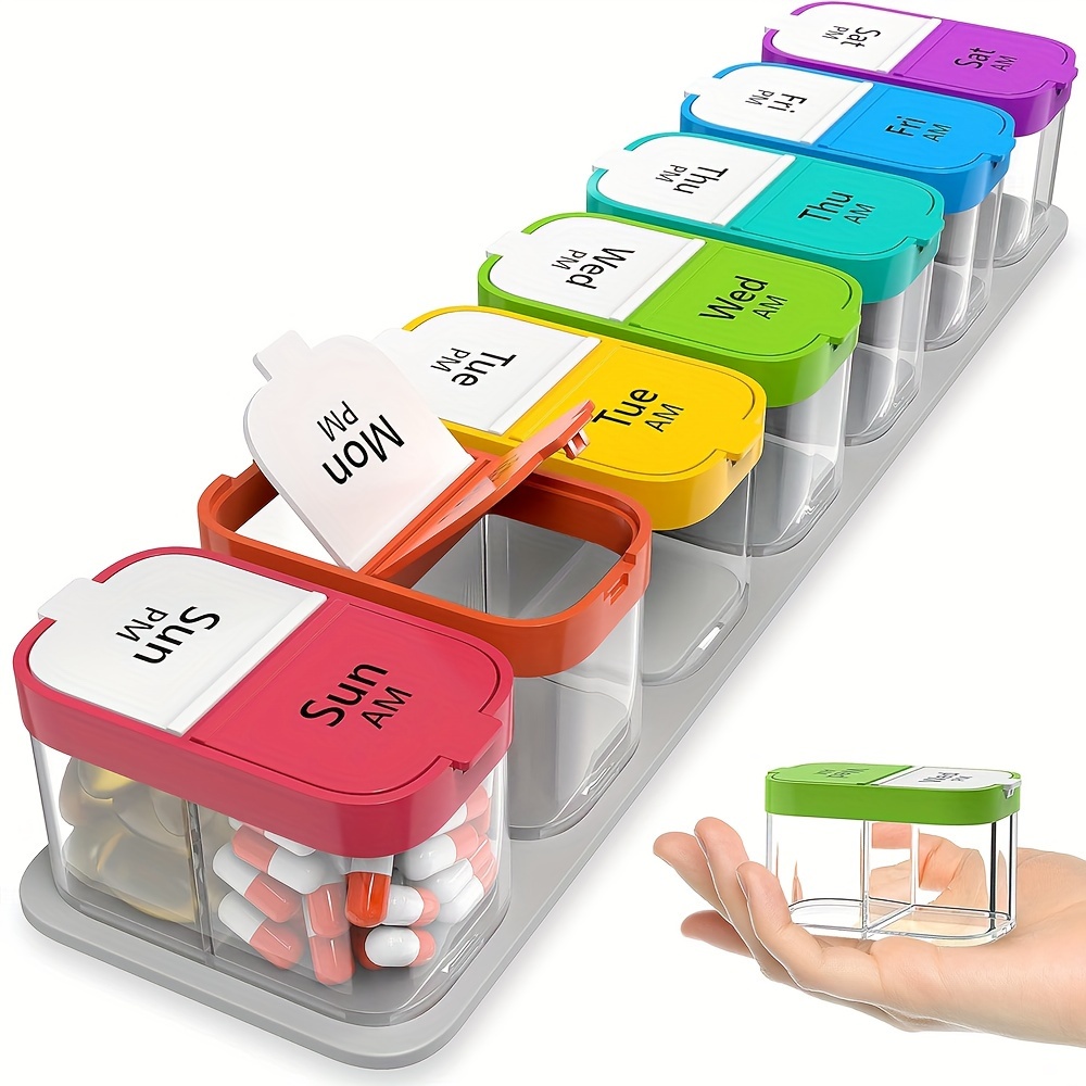 TEMU Jumbo 7-day Pill Organizer - Xl Daily Pill Case With Extra Compartments For Supplements, A Day Medication Holder