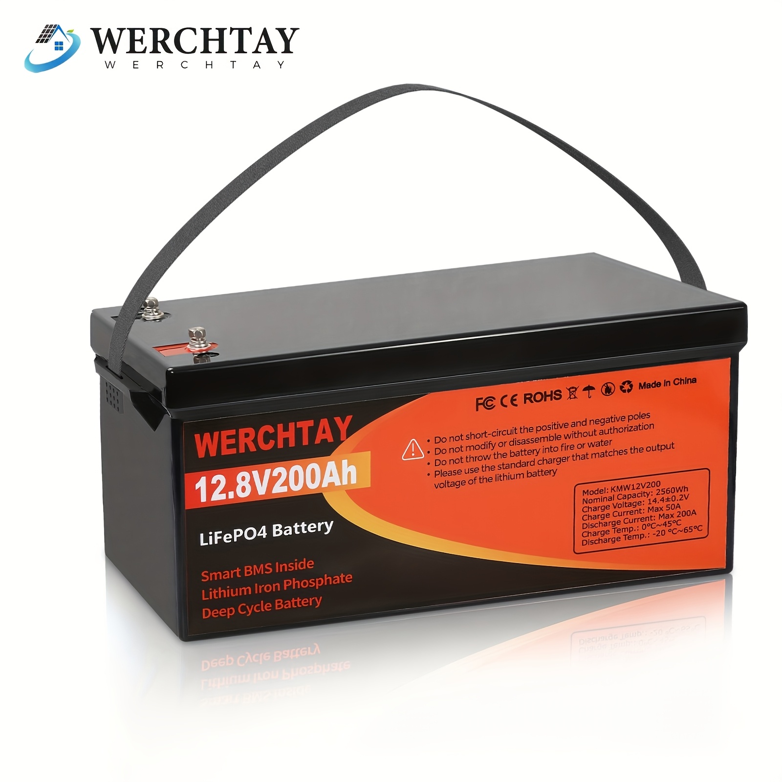 Image of 200ah Lifepo4 Battery 12.8v Low Temperature Protection 1280wh Lithium Battery With Built-in Intelligent Bms 25000 Deep Cycle Marine Lithium Battery Suitable For Outdoor Rv Camping Appliances, (200ah)