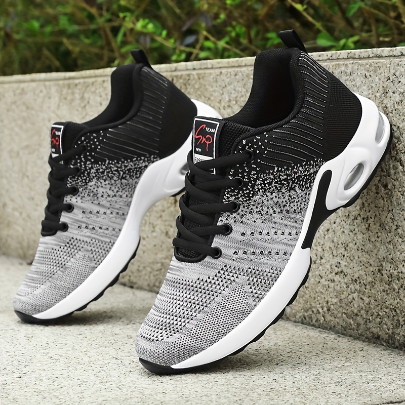 mens woven breathable training shoes air cushion shock absorption non slip jogging shoes gym park activities 0