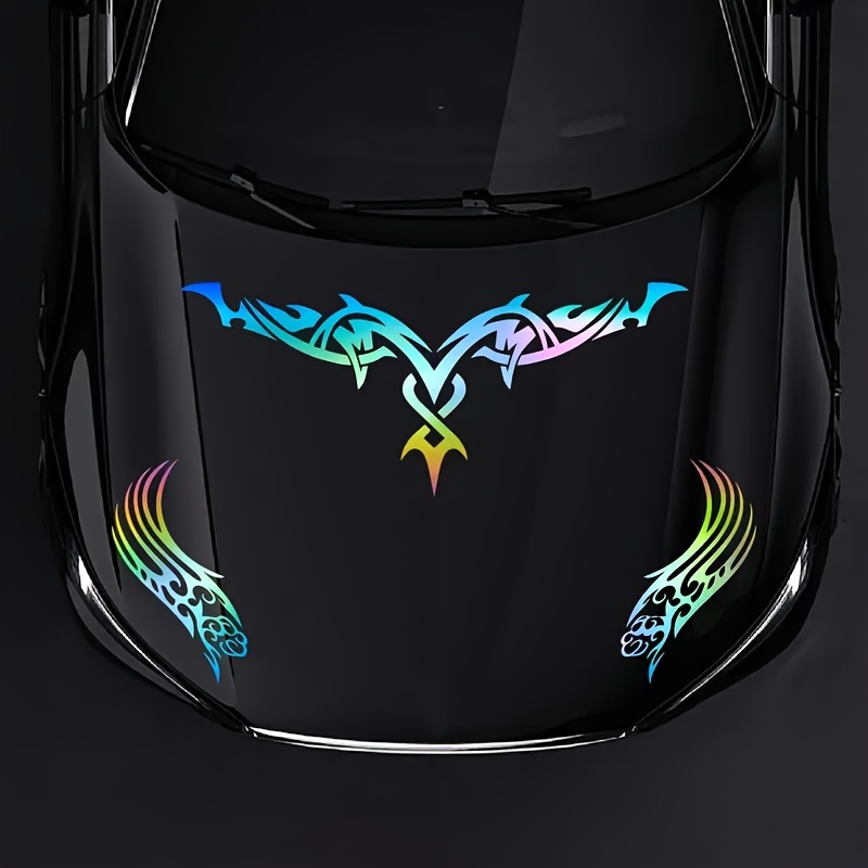 Sticker, Pattern Sticker, 3pcs Totem Front Cover Sports Car Hood Stripe Sticker Auto Parts