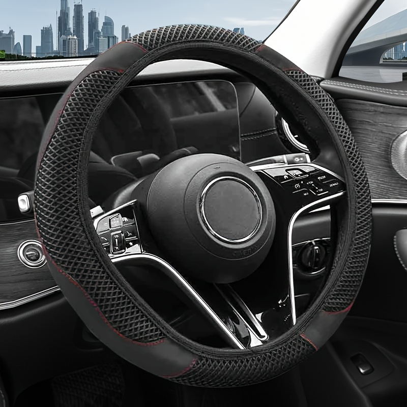 TEMU Crystal Carbon Fiber Steering Wheel Cover | Racing Grade Nano Anti-wear Coating+track Pattern Anti Slip Lining | High-end Relief Embroidery