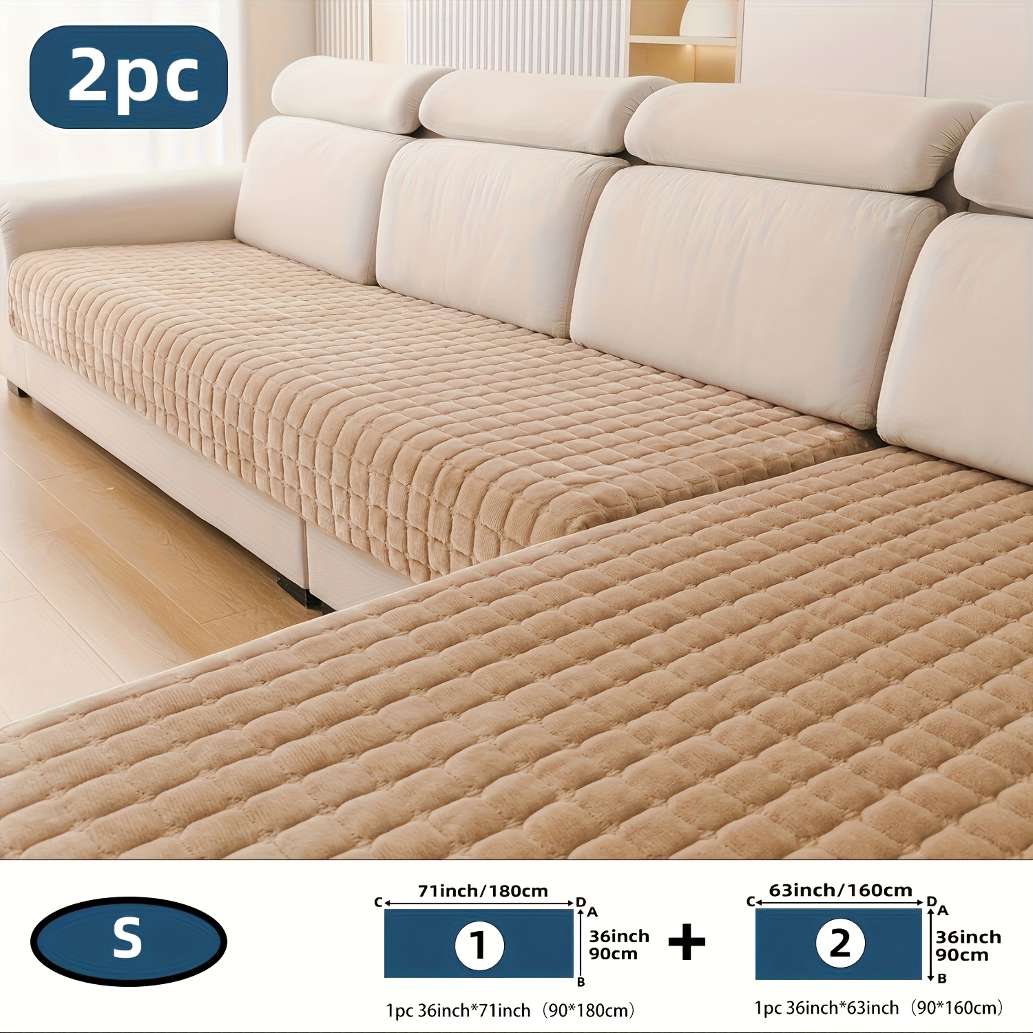 TEMU 2pcs | Popular Autumn And Winter Sofa Covers | Stylish And Comfortable | 1 Plush, Bohemian-style Sofa Cover, Full-coverage Cushion, Soft And