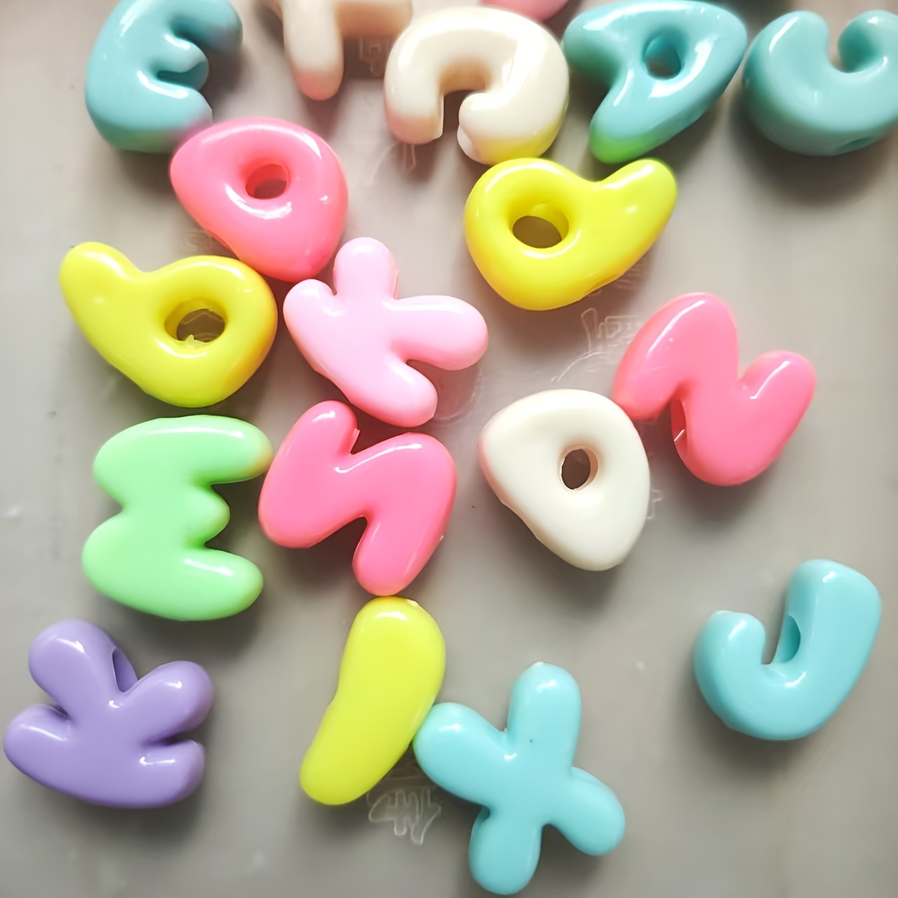 TEMU 20 piezas/paquete, colores surtidos aleatorios, cuentas de acrílico con y agujero grande de 24*20mm para fabricación de joyería artesanal DIY,
