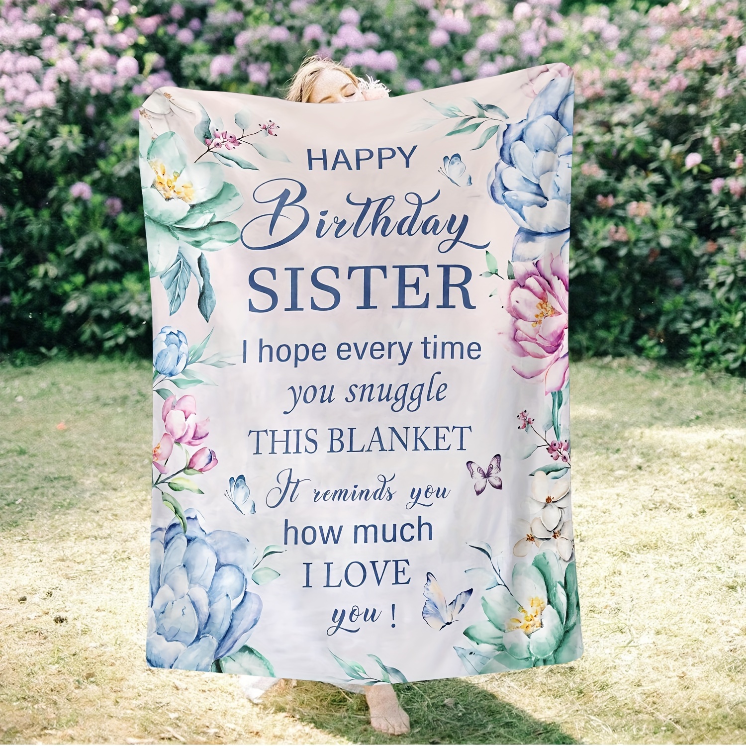 

Happy Birthday Text Pattern Soft Flannel Throw Blanket - Style Sofa & Tv Blanket, Perfect Gift For Sister Or Girlfriend, All-season Knitted Polyester, 200-250g, Digital Print - 1pc