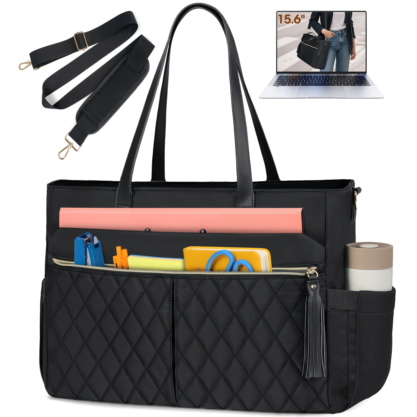 Korolev Borsa da infermiera per lavoro, borsa da infermiera con tasche multiple per donne che lavorano, nero