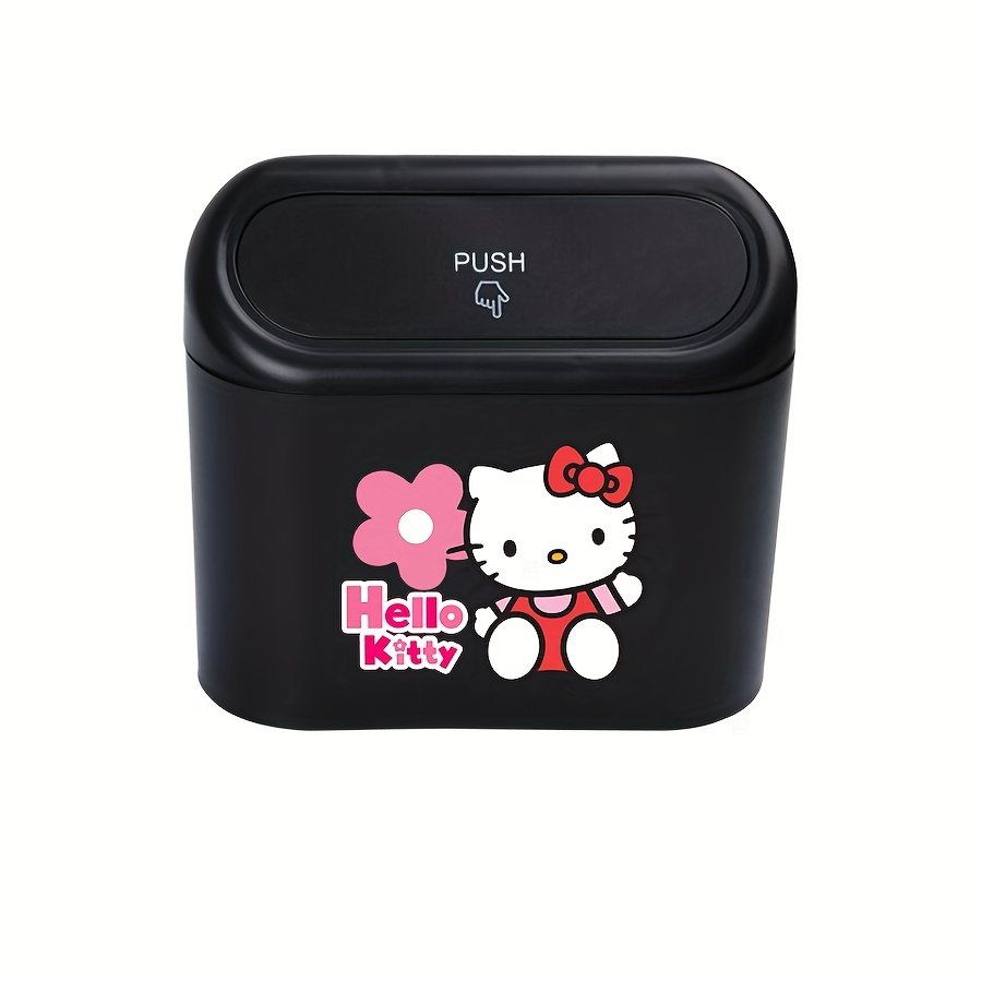 1pc Hello Kitty Trash Can, Multi-functional Organizer, Side-hanging Storage Box With Lid, Storage Box, Essential Accessory