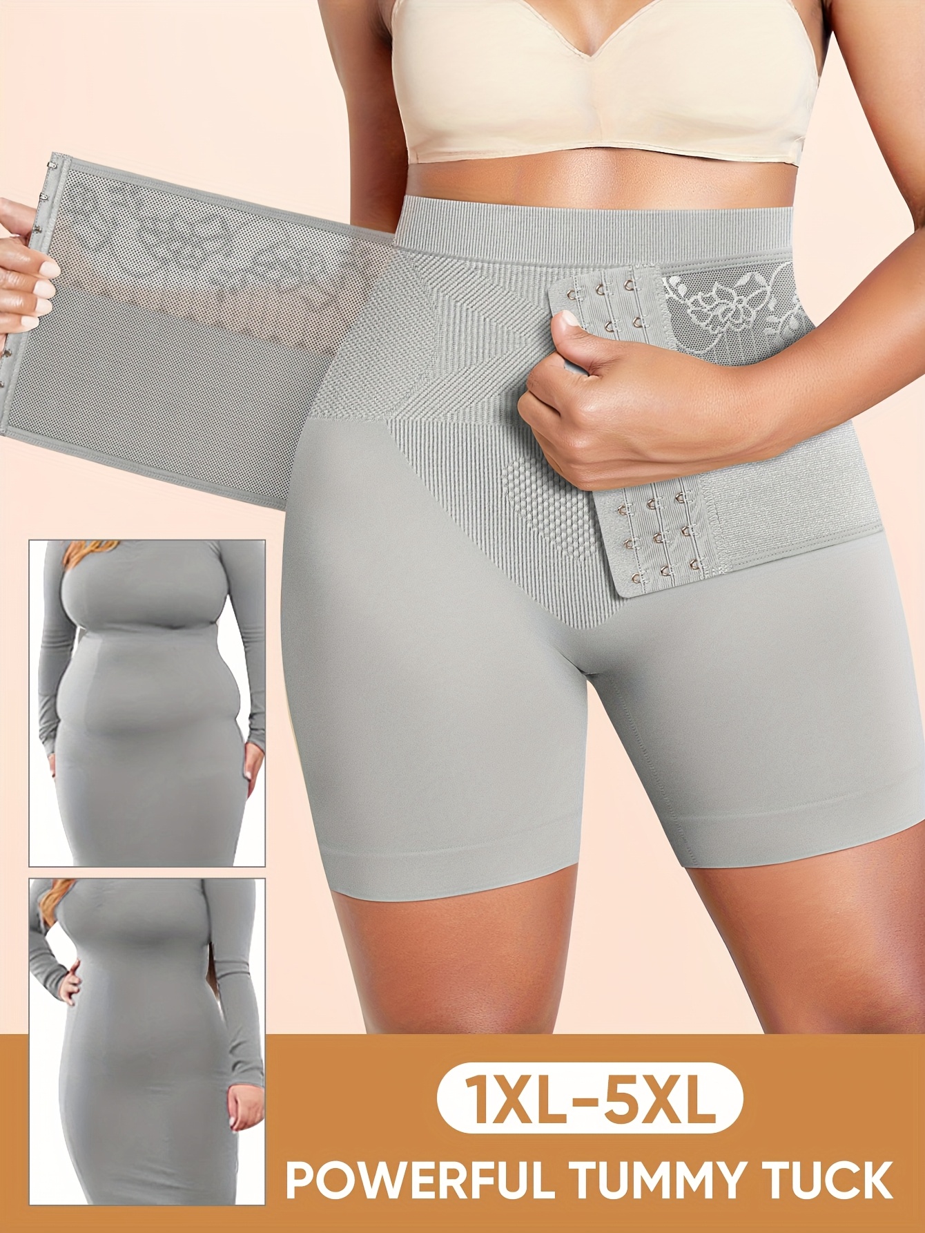 1-Pack MEIYATING Women's Plus Size High-Waisted Tummy Control Underwear - Elegant Floral Lace Trim, Breathable Mid-Stretch Fabric, Hand Wash Only, Flattering Fit for Curvy & Plus Size Women, Body Shaping Underwear | Decorative Lace Trim | Handwashable Fabric