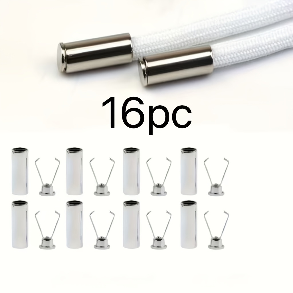 TEMU 16pcs Embouts de Cordon Cylindriques Multi-, Protection des Lacets de Chaussures, Cordons de Serrage, Pantalons, Sacs, Sweat à Capuche - Clips