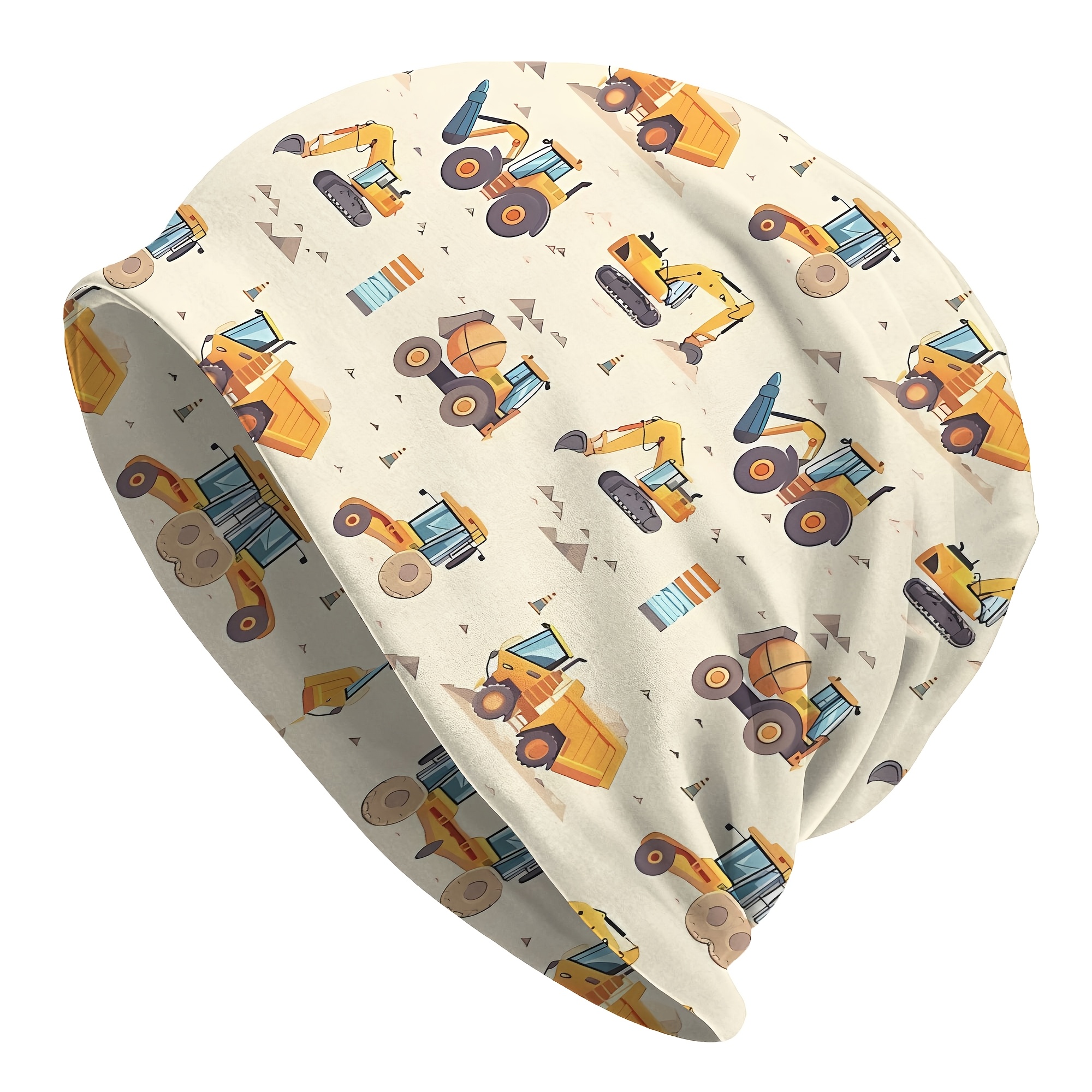 TEMU Hut Baufahrzeug Nahtlose Digital Papier Herbst Frühling Mützen für Herren Damen Skullies Beanies Skimützen Weiche Bonnet Hüte