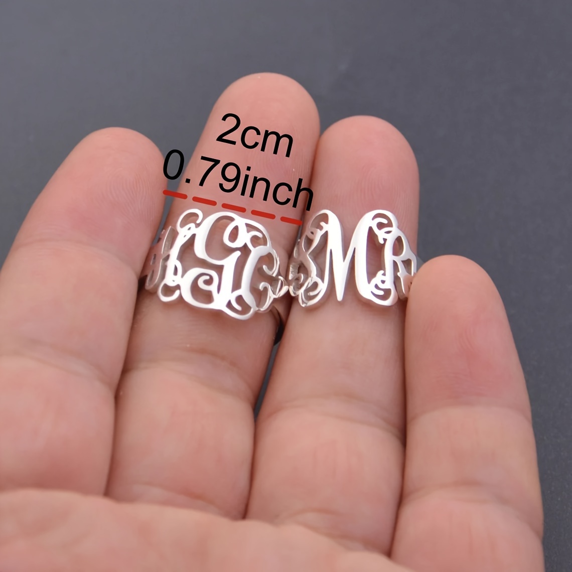 Custom 3 Letter Cuff Ring 18K Gold Plated Stainless Steel Open Ring