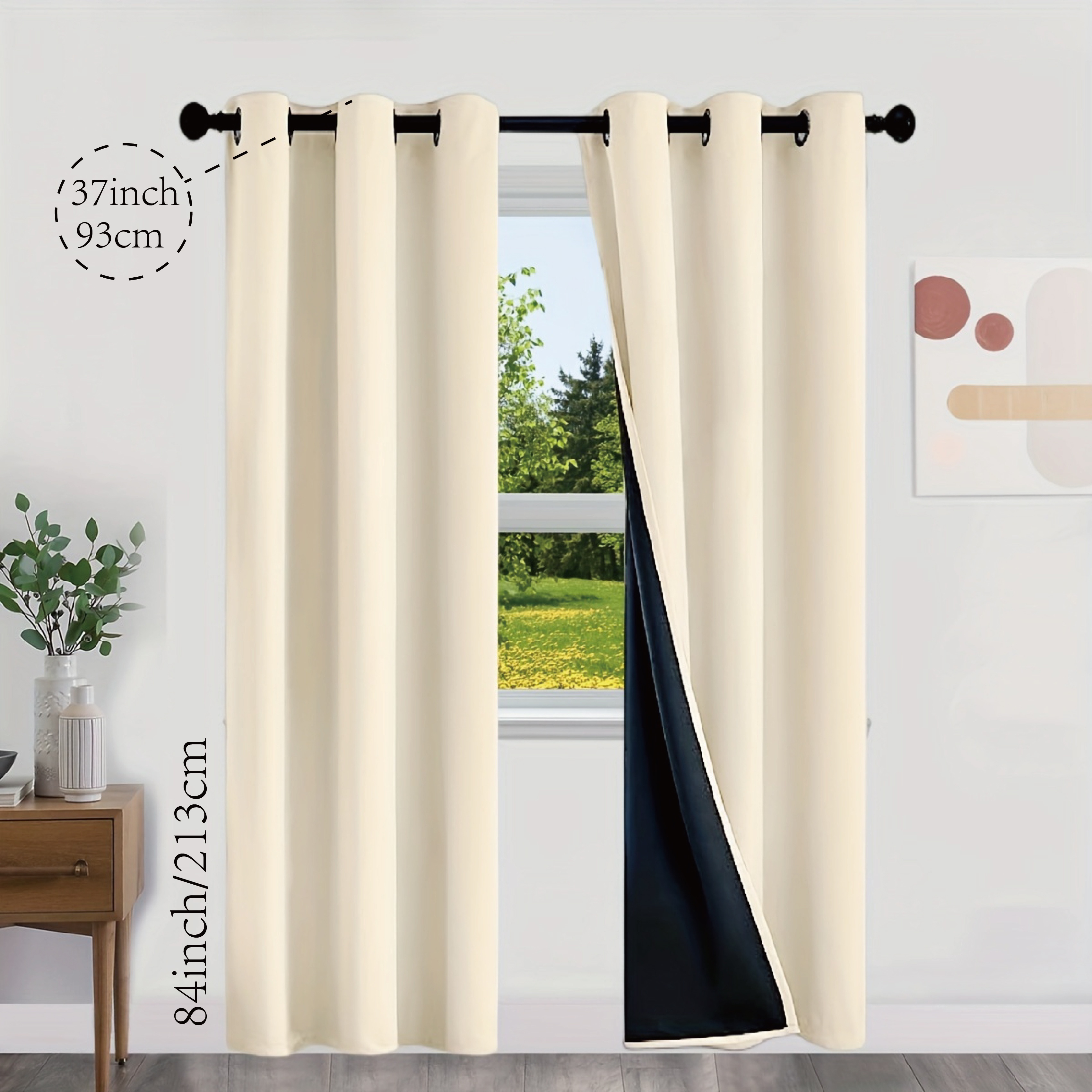 TEMU 2pcs Set Minimalist Blackout Curtains - Solid Color, Thermal Insulated With Grommet Top For Easy Hanging - Bedroom, Living Room, Kitchen &