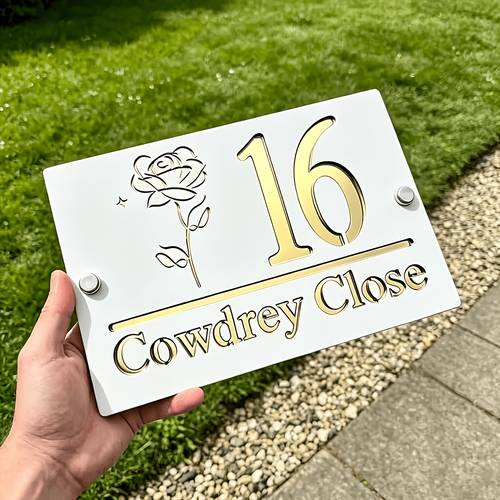custom double layer house number plate personalized sign with elegant font floral number display pre drilled holes suitable for homes apartments offices durable acrylic wall mounted housewarming gift outdoor address plaque