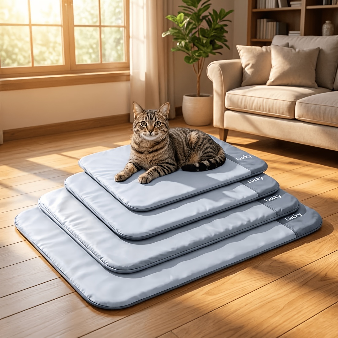 Image of Dog Mat, Cat Mat, Cat Bed, Dog Mat, Dog Bed, Pet Bed, Premium Blanket For Large Dogs, Breathable Summer Pet Throw Blanket, Durable Soft Dog Mat For Hot Weather, Sleeping Pad For Small To Large Pets